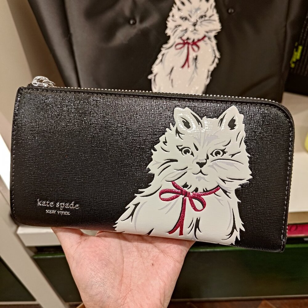 Kate Spade Women's Whiskers Saffiano Leather Zip Around Continental Wallet KI714